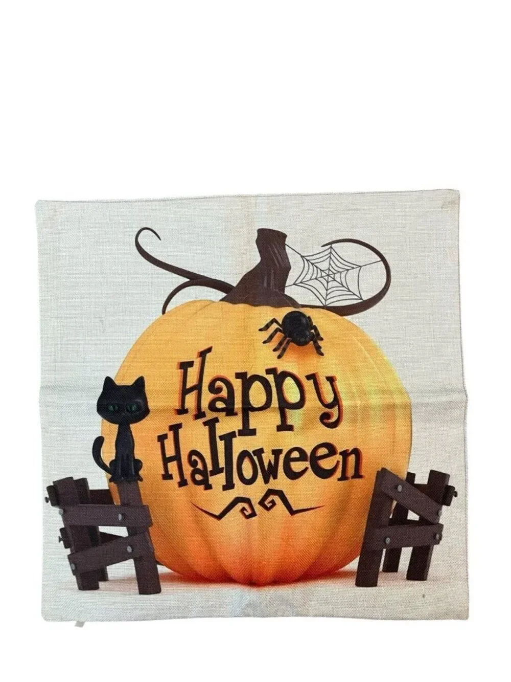 Halloween Throw Pillow Cover Pumpkin Black Cats Witch Jack o Lantern Set of 2